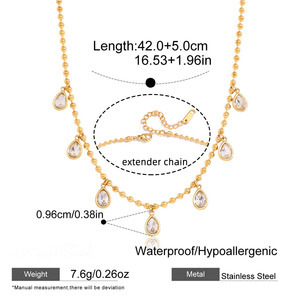 Collier pendentif minimaliste en forme de goutte d'eau en zircon, plaqué or 18 carats PVD, sans ternissement, en acier inoxydable 316L, <span class=keywords><strong>bijoux</strong></span> personnalisés ERESI New Ins - Product Image 6