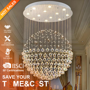 طاولة طعام منزلية فاخرة كريستال كروية مزخرفة بإضاءة ليد مع قلادة مصباح دوران - Product Image 1