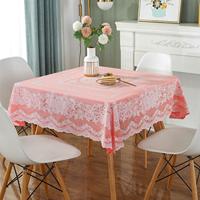 Couverture de table en dentelle de PVC bon marché en gros Nappe non tissée imprimée carrée imperméable et résistante aux taches pour la fête de Noël