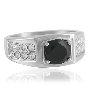 Women's Geometric Green Gemstone <b>Ring</b> Prong Setting Stainless Steel Fashion Jewelry Gift 210171 - Product Image 3