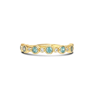 Bague personnalisée avec anneau saphir bleu, diamant rond CZ, alliance éternité, plaqué or 14 carats, argent sterling 925, bijoux pour femmes