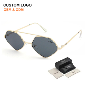 Fashion Designer Double Beam Pentagon Frame Metal Sunglasses Women Men Custom Logo Shades Unisex Sun Glasses Manufacturing - Product Image 1