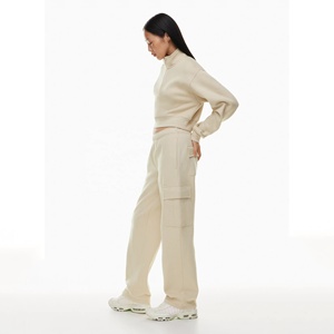 2026 Fashion Design <b>Women's</b> High Waist Fleece Cargo Pants Solid Color Pants Streetwear Casual Daily Pockets <b>Women</b> Cargo Pants - Product Image 4