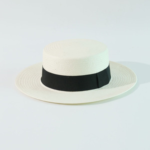Chapeau <span class=keywords><strong>de</strong></span> paille classique à bord plat pour <span class=keywords><strong>femme</strong></span>, protection UV, chapeau <span class=keywords><strong>de</strong></span> soleil d'été à large bord, pliable, respirant, pour la plage et les vacances - Product Image 2