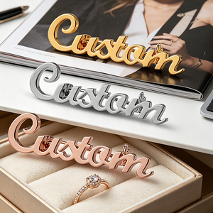Broche personnalisée en métal avec <span class=keywords><strong>nom</strong></span> ou texte en écriture cursive, dorée, argentée ou or <span class=keywords><strong>rose</strong></span>, pour vêtements - Product Image 3