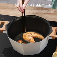 Casserole en céramique octogonale antiadhésive en alliage d'aluminium de 24 cm avec poignée en bois, compatible induction