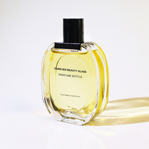 Flacon de parfum rond plat transparent rechargeable, écologique, populaire, 30ml 50ml 100ml, avec bouchon noir et emballage en boîte - Product Image 2