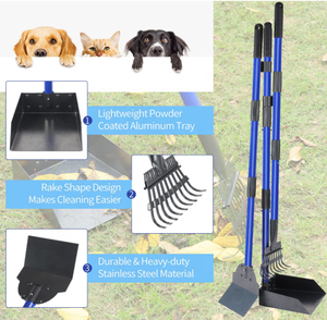 Pet Pooper <span class=keywords><strong>Scooper</strong></span> ayarlanabilir uzun saplı kaka <span class=keywords><strong>Scooper</strong></span> ile köpekler için <span class=keywords><strong>Metal</strong></span> tepsi, tırmık ve kürek, ağır köpek kaka <span class=keywords><strong>Scooper</strong></span> - Product Image 4