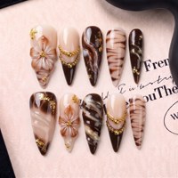 Faux ongles à presser en PMMA faits main, style français 3.0, longs, pointus, courbes, à couverture complète, 3D, OEM, 10 pièces, faible MOQ, direct usine