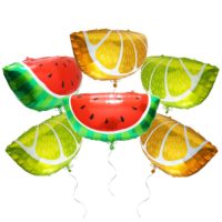 Ensemble de ballons en aluminium à thème fruits tropicaux : Flamant rose, Ananas, Cocotier, Orange, Kiwi, Citron vert, Étoile – Décoration pour fête hawaïenne, été, plage, piscine