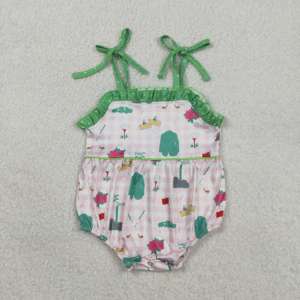 SR3767  Combinaison courte à manches courtes pour bébé fille, motif balle de golf, vente en gros - Product Image 1