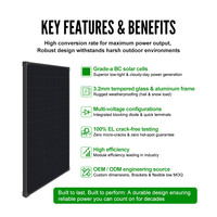 Panel Surya Monokristalin Kaca Tempered Kaku HPBC 40W Efisiensi Tinggi Grosir Pabrik Warna Hitam