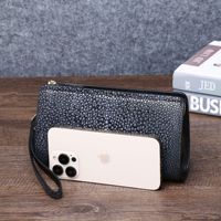 Tas Clutch Imitasi Kulit Ikan Pari Halus Baru Unisex Dompet Multifungsi Dompet Ponsel Grosir