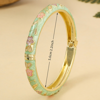 Bracelet articulé en alliage de zinc pour femme, style rétro, émail cloisonné, motif floral pastoral, bijoux de mode, vente en gros