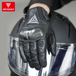 MOTOWOLF Leder Atmungsaktiver Motorrad-Reit handschuh Motorrad-Rennrad-Fahrrad handschuhe mit Touchscreen für Männer