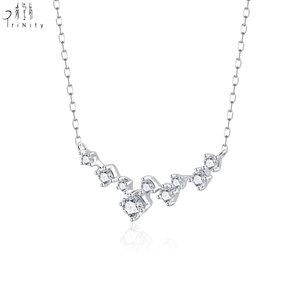 Hong Kong Wholesale Exquisite Diamond Design Jewelry 18K <b>Solid</b> White <b>Gold</b> Natural Diamond Daily Wearing Chain <b>Pendant</b> Necklace - Product Image 2