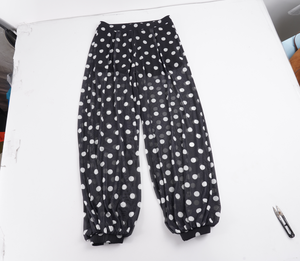 Polka Dot Breathable Chiffon Wide Leg Mid <b>Waist</b> Sheer Babushka <b>Trousers</b> <b>Elastic</b> Casual Summer Beach Wear - Product Image 2
