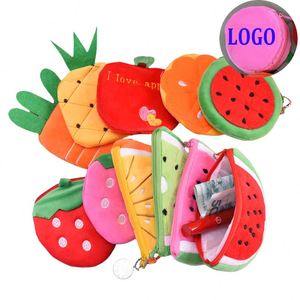 Custom Logo <b>Cute</b> Watermelon Fruit Credit Card Creative Plush Coin <b>Purse</b> Children Mini Earphone Small Keychain Lipstick China - Product Image 1