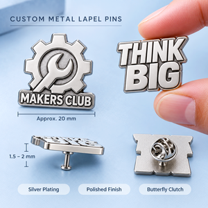 Custom Silver Plated English Text Logo Metal Lapel Pins for Club Team Corporate Events OEM ODM - Product Image 4