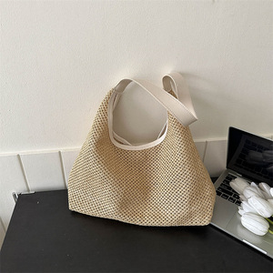 Summer New Popular Women's <b>ZIP</b> Closure Braided Straw Woven Shoulder <b>Tote</b> Bag Fashionable Stylish Seaside Travel Beach Tanjing - Product Image 4