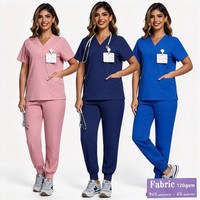 Tenues d'infirmière en cosmétologie 42109, ensemble de 2 pièces, uniforme avec logo imprimé pour serveuses, uniforme imprimé 2 pièces pour femmes