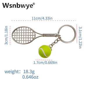 Raquette de tennis pendentif clé personnalisé designer anneau chaînes raqueta de tenis métal souple sport porte-clés raquette de tennis ensemble porte-clés - Product Image 2