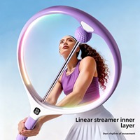 RS Kit d'entraînement de tennis portable avec raquette à LED linéaire colorée et lumineuse, pour jeu solo, pour adultes et enfants, pour l'extérieur