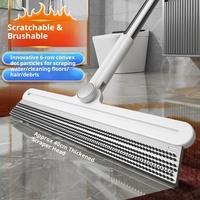 Brosse de nettoyage et d'élimination des poils d'animaux, brosse à long manche pour sols domestiques, balai à poils et débris