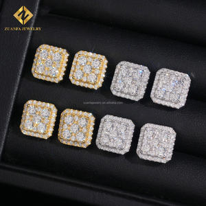 Livraison directe depuis l'entrepôt américain Hip Hop Fashion 925 Sterling Silver VVS Moissanite Square Shape Hip Hop Stud Earring Jewelry - Product Image 1