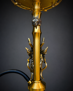Cachimba de Lujo con Diseño de Dragón Chino, Escultura Dorada y Plateada, Base de Cristal y Acero Inoxidable, Manguera Individual, Venta al por Mayor OEM - Product Image 5