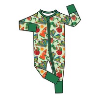 Combinaison zippée pour bébés en fibre de bambou, confortable, à motifs imprimés, faible MOQ, qualité supérieure, pour acheteurs en gros