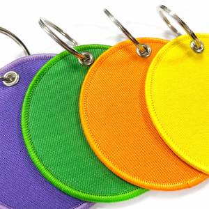 Custom Embroidered Logo Sublimation Keychain <b>Blank</b> Round Personalized <b>Key</b> Ring Wholesale Promotional Embroidery Woven Keychain - Product Image 5
