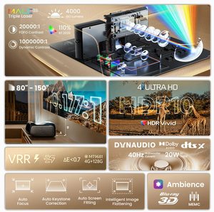 Proiettore JMGO O3 Ultra 4K ad Alta Luminosità 4000 ISO, TV Laser UST a Triplo Laser, Home Theater 3D, 4G+128G, Android 11, WiFi <span class=keywords><strong>6</strong></span>, Portatile - Product Image 3