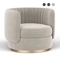 Fauteuil pivotant de haute qualité, capitonné, moderne, confortable, revêtement en velours, base en métal, fauteuil de détente pour salon