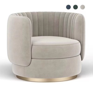 High Quality Swivel Accent Chair Tufted Modern Comfortable Velvet Upholstery Metal Base Leisure Sofa Chair For Living Room - Product Image 1