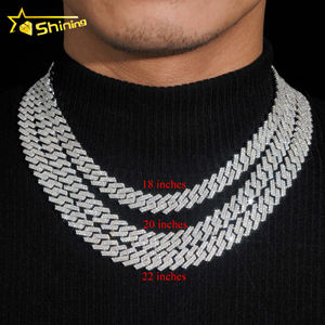 משלוח מהיר שרשרת 12 מ "מ 925 סטרלינג זהב מצופה היפ הופ vvvs d צבע moissanite - Product Image 3