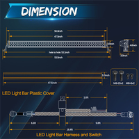 Barre lumineuse de toit de 50/51/54 pouces 330W avec faisceau de câbles et couvercle en plastique pour camions SUV UTV