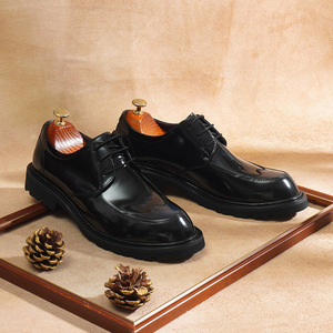 Zapatos de Vestir para Hombre, de Piel Vacuna Genuina, con Suela Gruesa, Diseño Plano y Punta Redonda, Ideales para Bodas y Negocios, Cómodos para Todo Tipo de Eventos - Product Image 3