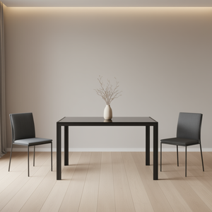 Mesa de Comedor Moderna Minimalista de Vidrio Templado Negro, Rectangular, para 4 Personas, Muebles para el Hogar Ensamblados, D0100HPDIVG - Product Image 2