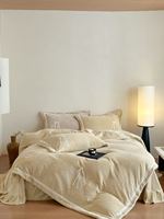 Draps de lit en tissu mousse de lait épais double face, taies d'oreiller, ensembles de housses de couette