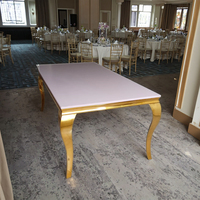Chaises et tables de mariage à dossier rectangulaire en acier inoxydable de style européen en stock pour banquets et mariages