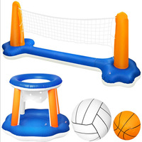 Ensemble combiné de volley-ball et de basketball gonflables pour piscine - Jeu aquatique en PVC pour tous les âges, jouet flottant interactif
