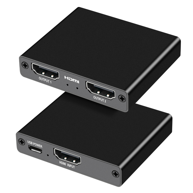 HDMI Splitter 4K 30hz 1 in 2 Out for Dual Monitors Duplicate Amplifier for Full HD 1080P