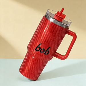 Vasos Personalizados con Logotipo de 36 Colores Rojos, Vasos de Acero Inoxidable de 40 oz con Diseño de <span class=keywords><strong>Grinch</strong></span> Navideño, Vasos con Pedrería Brillante, Vasos con Cara de <span class=keywords><strong>Grinch</strong></span> Verde - Product Image 1