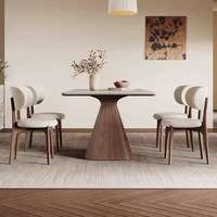 Table à manger minimaliste rectangulaire en bois massif avec plateau en pierre frittée, écologique, durable, moderne et simple, finition noyer-frêne