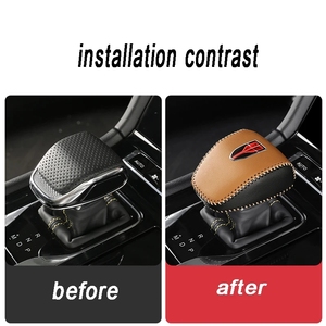 Car Leather <b>Gear</b> Head Protector Shift <b>Knob</b> Cover for Hongqi Hs3 Hs5 Hs7 H6 HQ9 2023 2024 2025 <b>Gear</b> Shift Collars Accessories Kit - Product Image 3