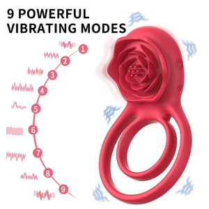 Anneau de pénis vibrant en silicone avec télécommande, double anneau, pour massage et plaisir masculin - Product Image 2