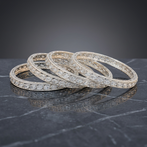 Wholesale High Quality Metal Bangle With White AD <b>Cut</b> <b>Stones</b> Leaf Pattern And Detailed Metal Work Traditional Style Bracelet - Product Image 6