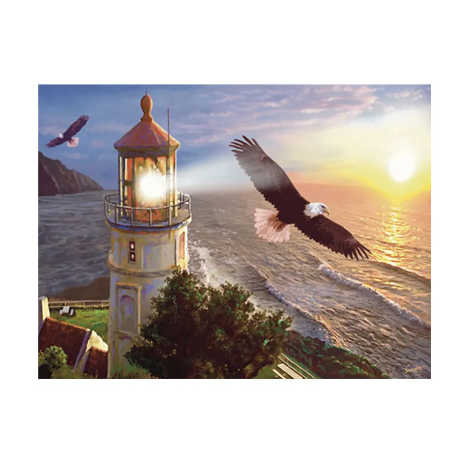 5d Diy Diamond Painting The Lighthouse And Eagles Flying Over The Sea Full Drill Home Bedroom Decor Diamond Embroidery Kits