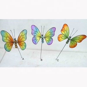 3 Stück pro Set Schmetterling-Gartendekoration aus Schmiedeeisen, Dekorationen zum Aufstecken, 15 x 13 x 58 cm - Product Image 2